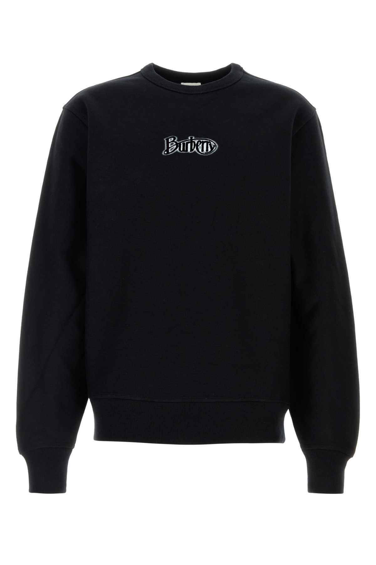 Shop Burberry Black Cotton Blend Sweatshirt In Coal