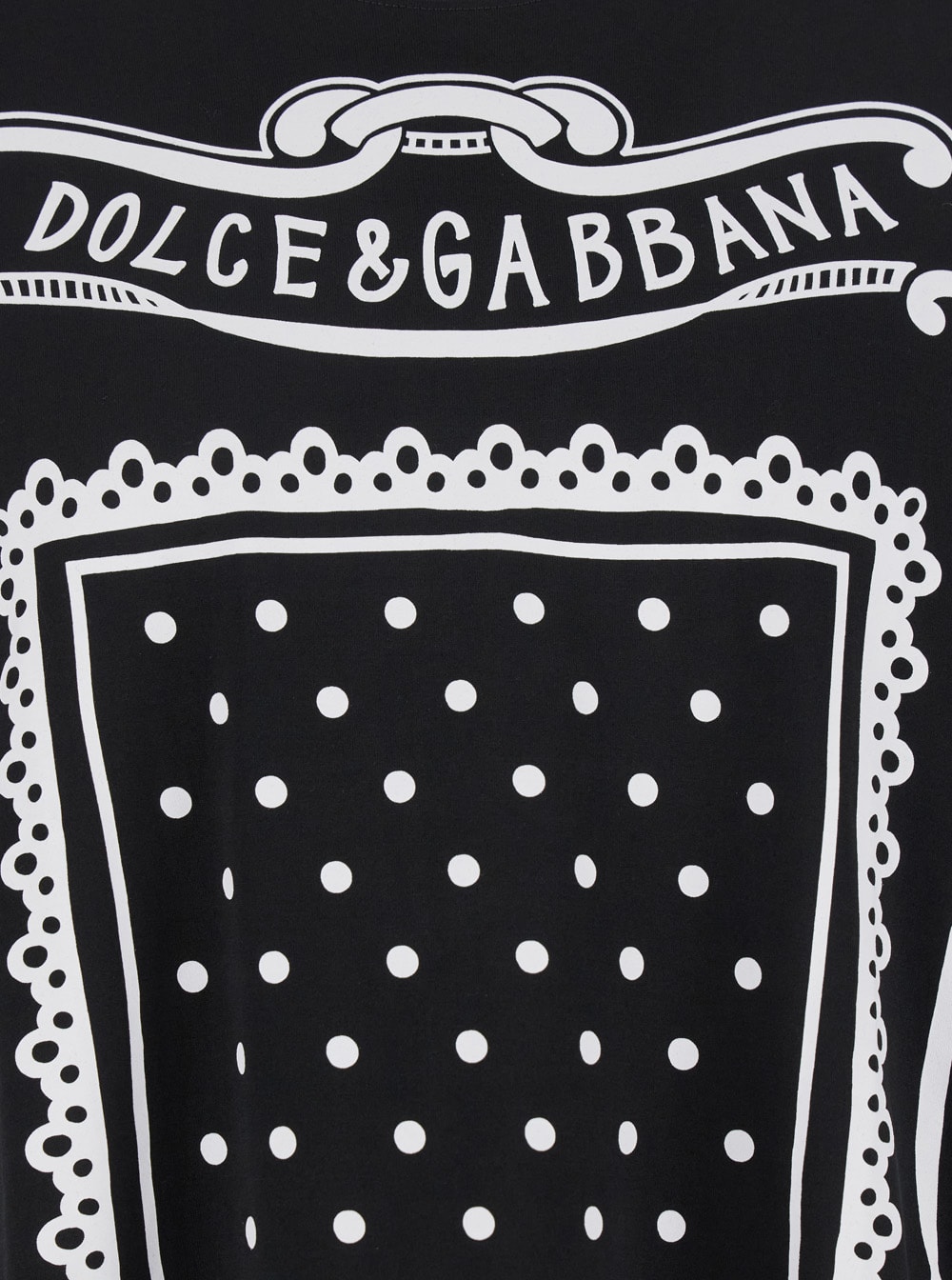Dolce & Gabbana Black Crewneck T-shirt With Bandana Print All-over In Black