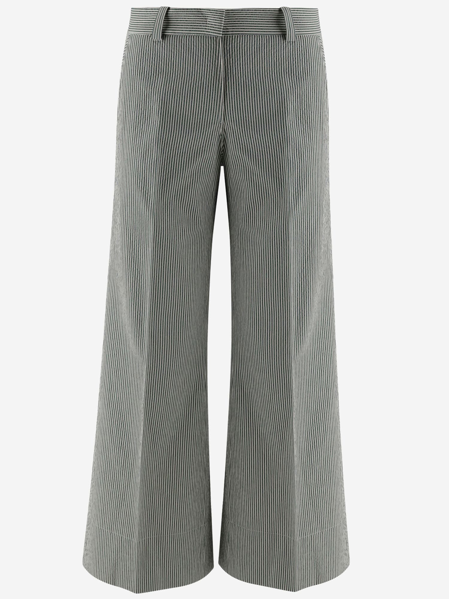 Cotton Blend Pants With Striped Pattern