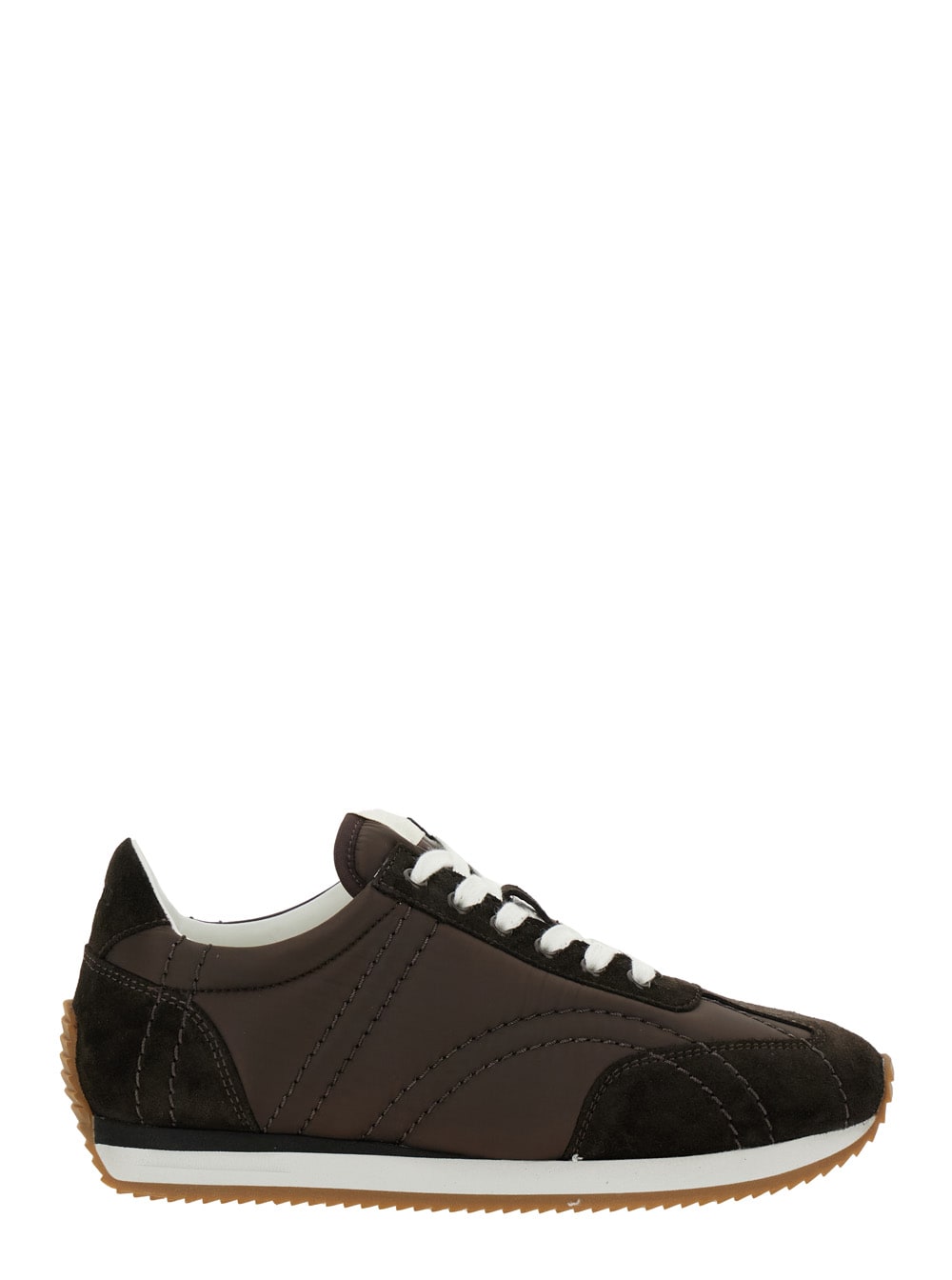 Totême Brown Sneakers With Logo Detail On The Tongue In Suede And Tech Fabric Woman