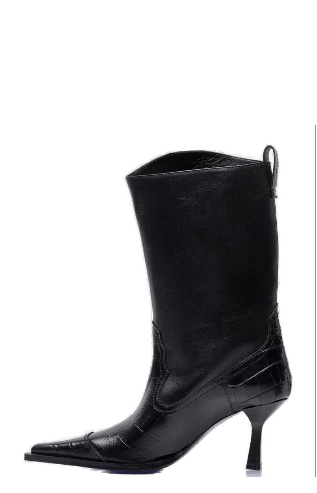 Our Legacy Pointed-toe Embossed Ankle Boots In Black Saloon Leather