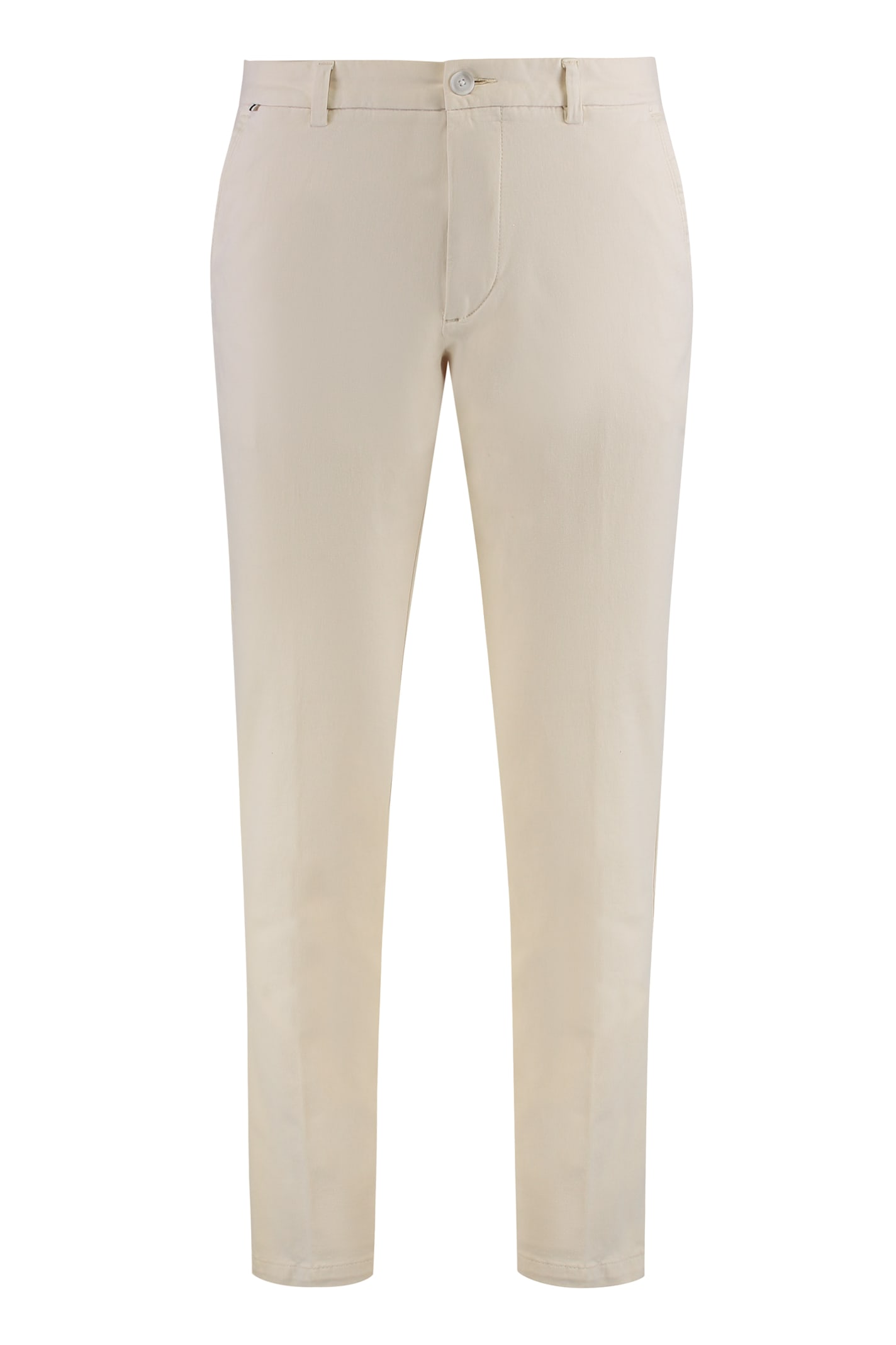Hugo Boss Boss Cotton Twill Trousers In Neutral