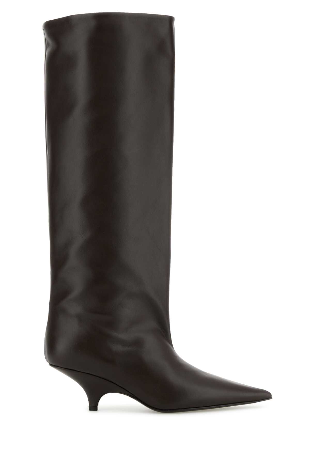 Totême Dark Brown Leather The Wedge-heel Boots