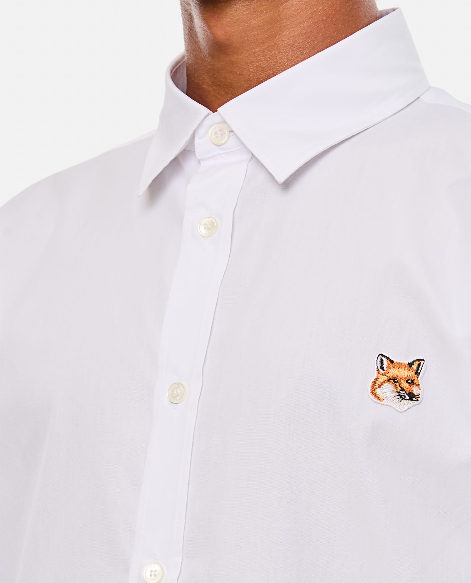 Shop Maison Kitsuné Fox Head Classic Shirt In White