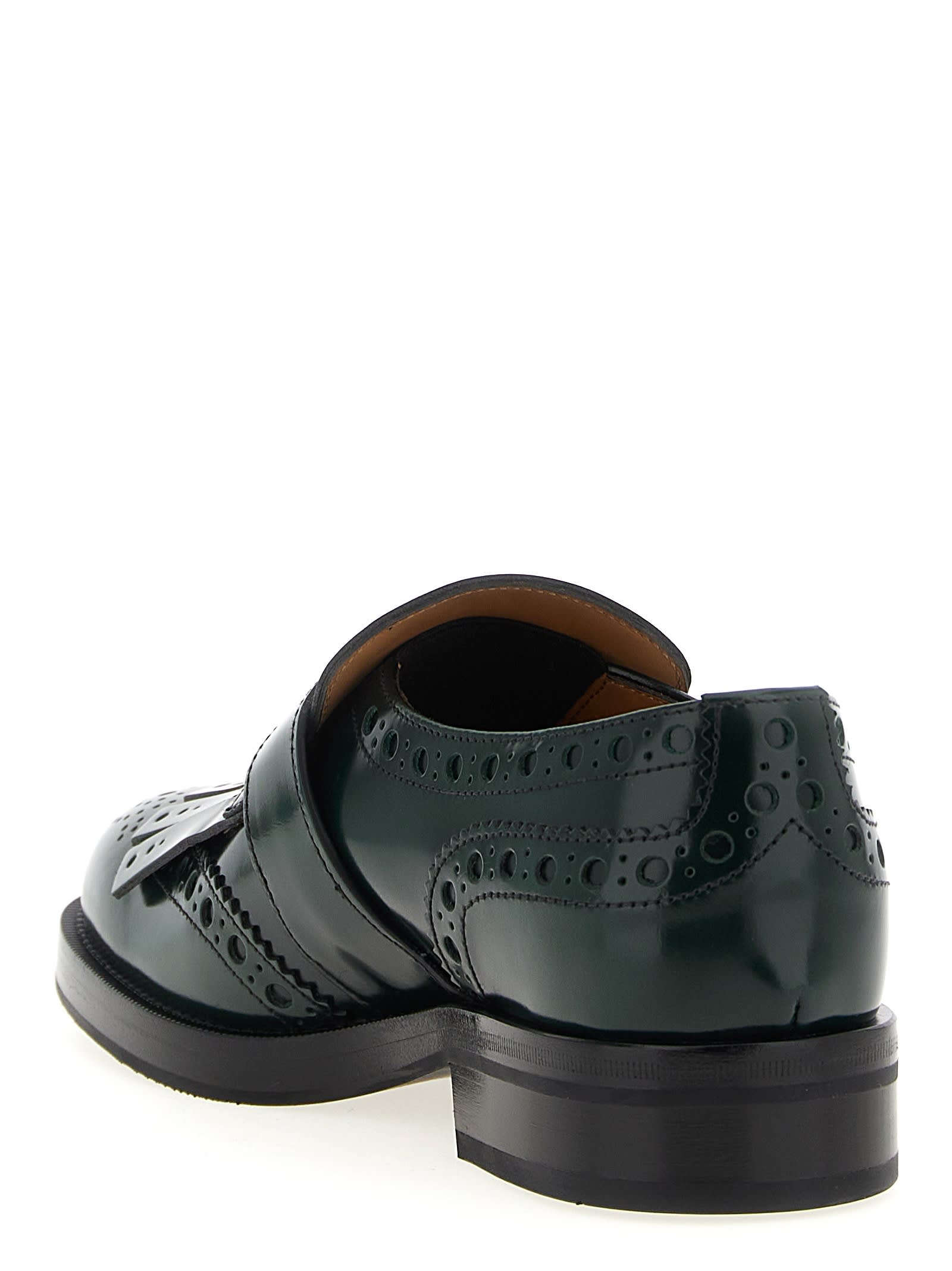 Church's Lace Up Shoes With Brogue And Fringe Detail In Green