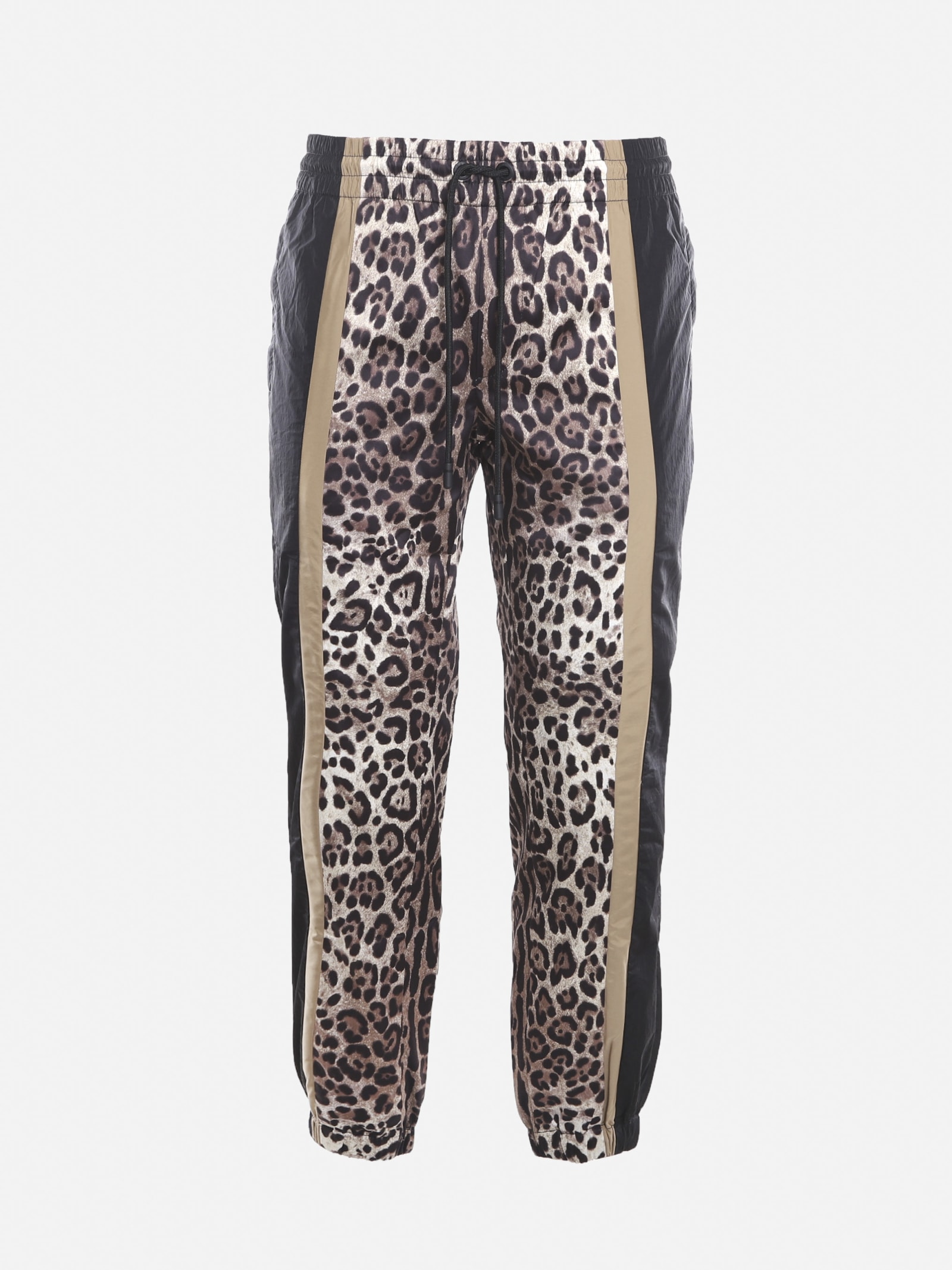Dolce & Gabbana Leopard Print Technical Fabric Trousers