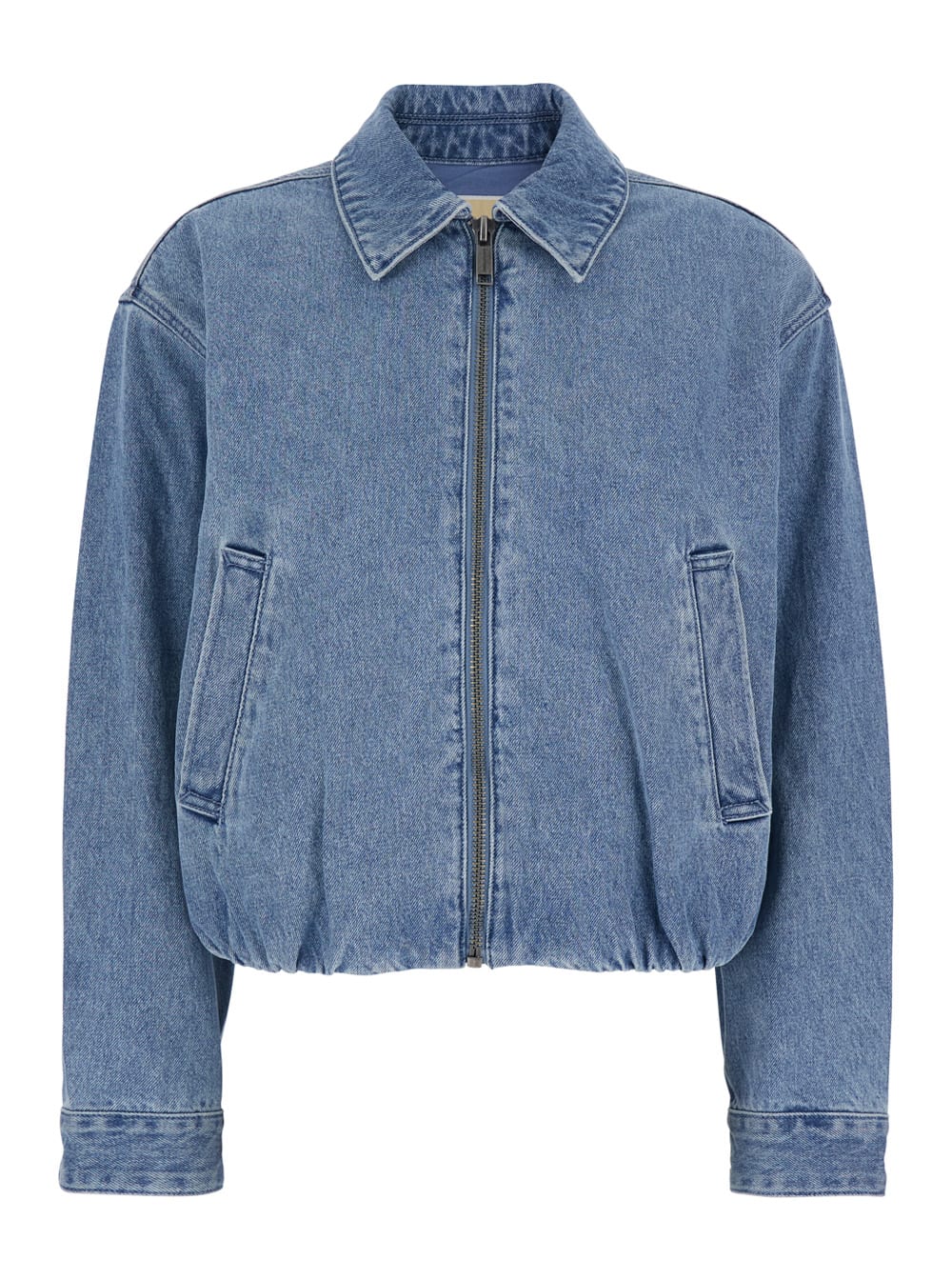 Michael Michael Kors Blue Jacket With Classic Collar And Logo Plaque On The Back In Cotton Woman