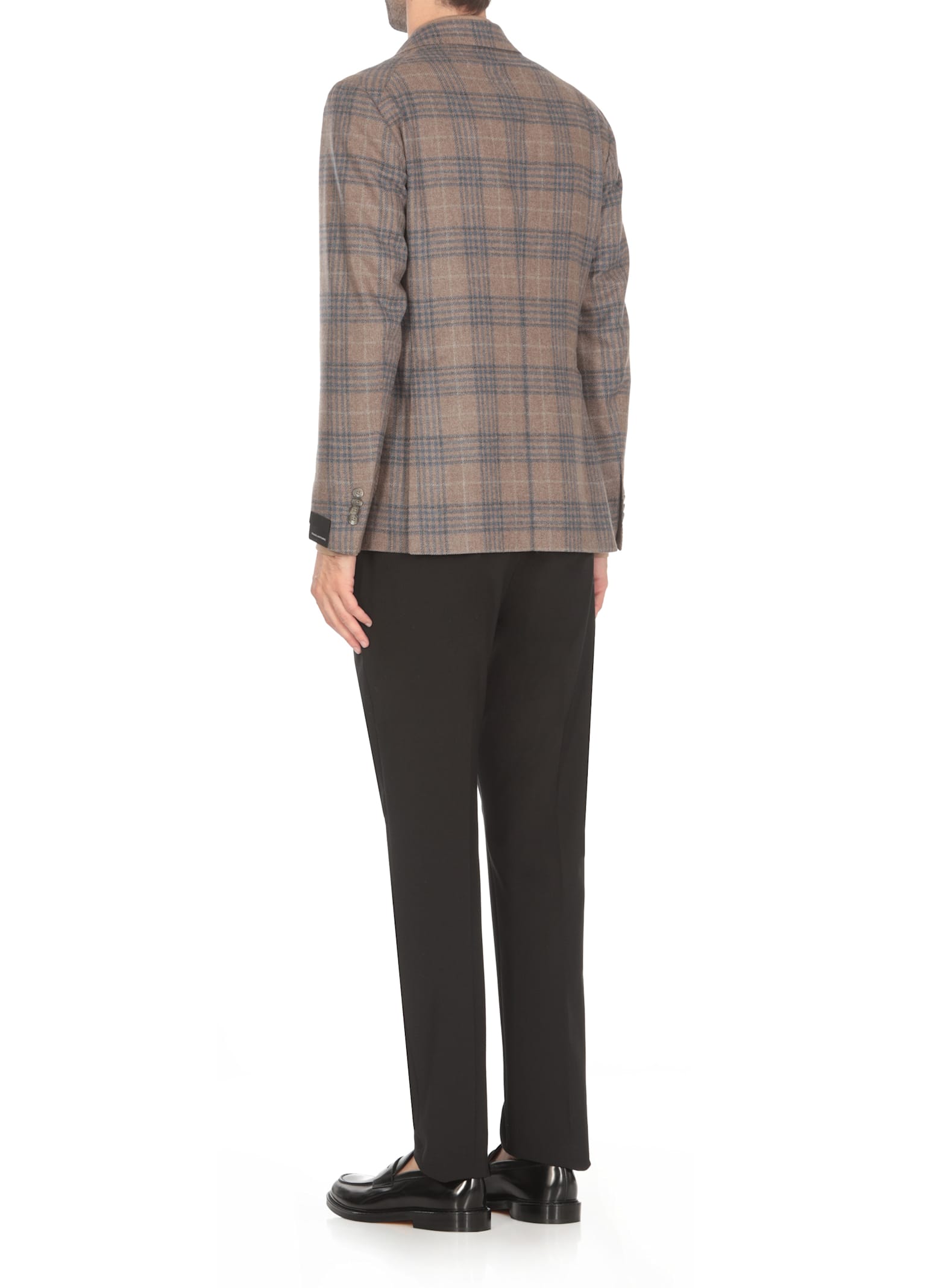 Shop Tagliatore Tartan Jacket In Brown