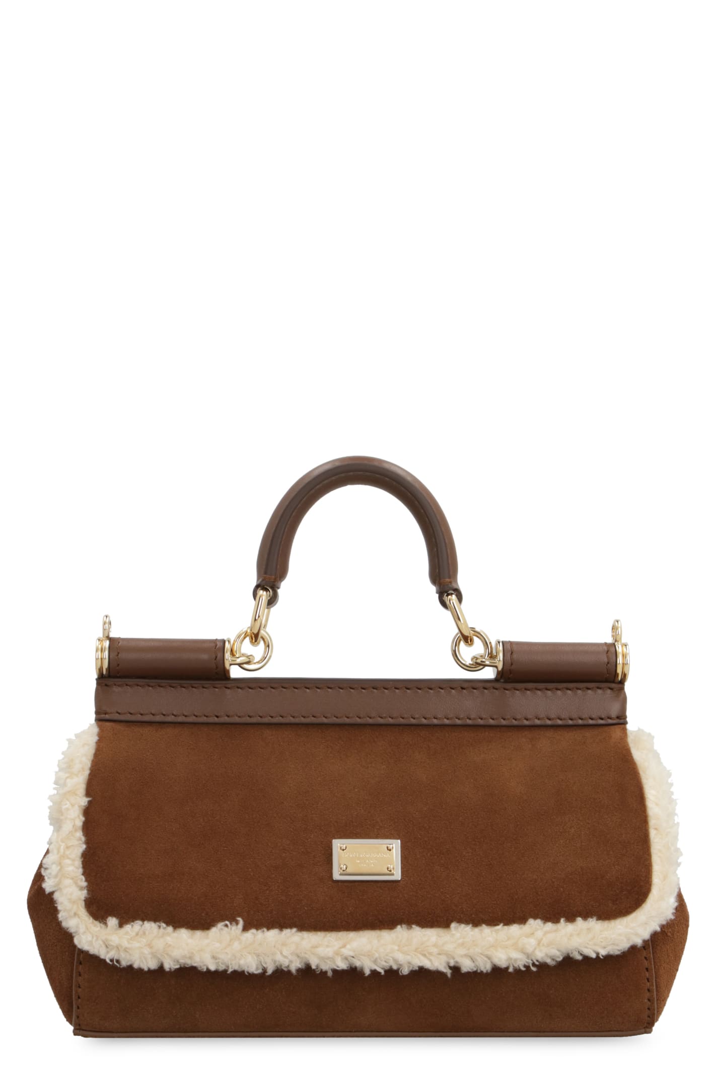 Shop Dolce & Gabbana Sicily Suede Handbag In Brown
