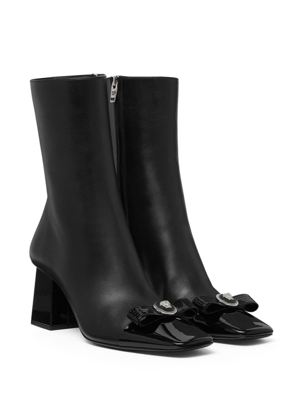 Shop Versace Booties T.70 Calf Leather In P Black Palladium