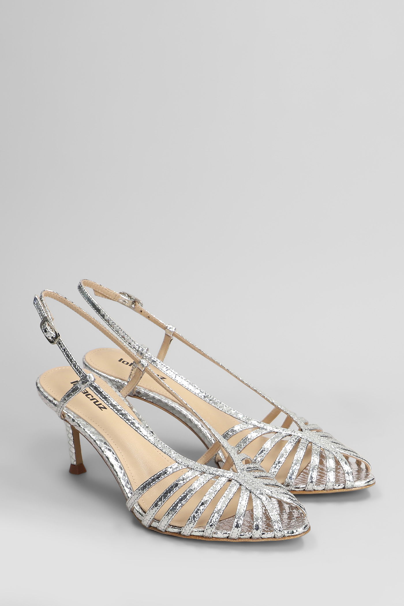 Lola Cruz Diana 65 Sandals In Silver Leather In Silver