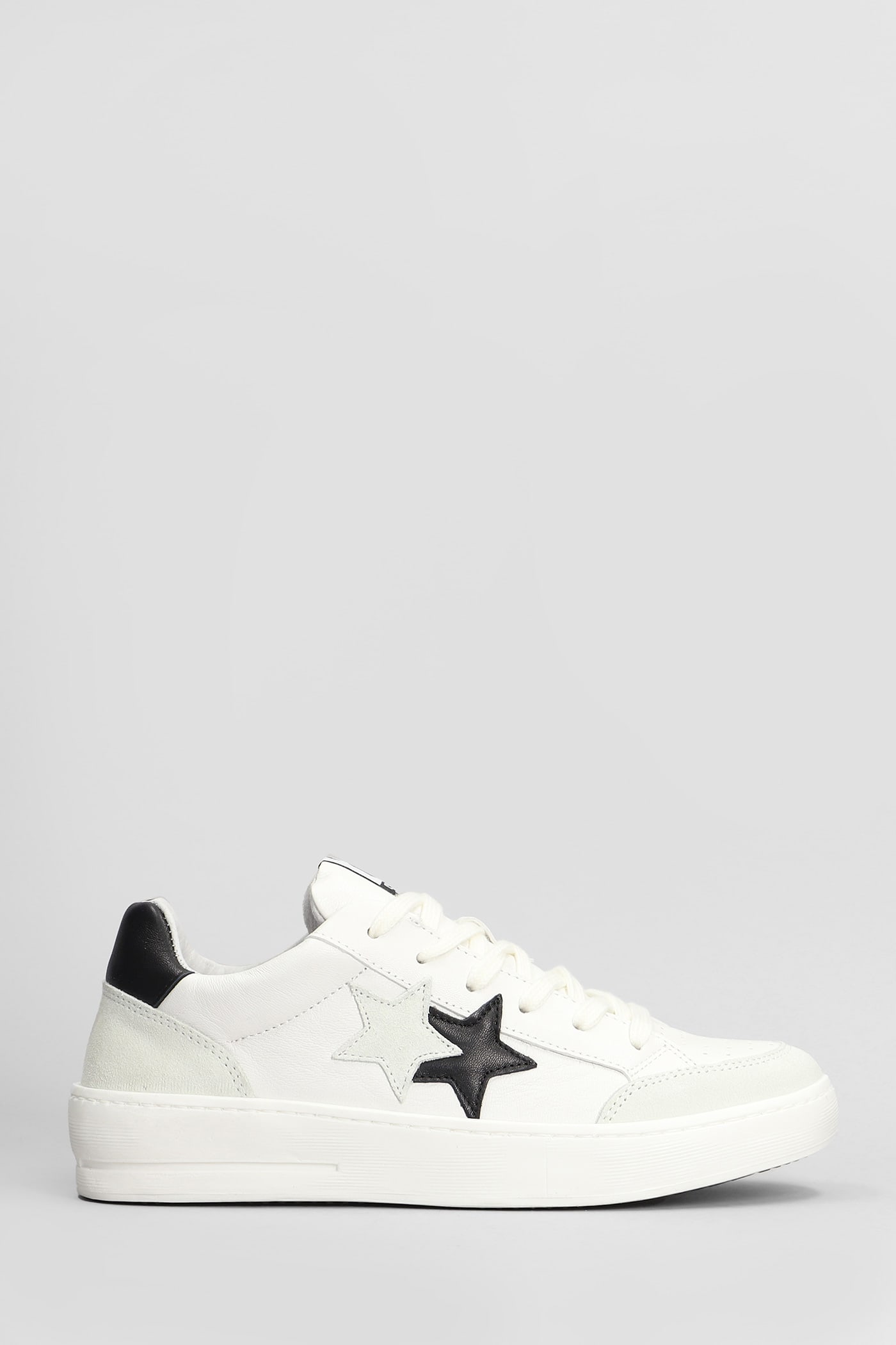 Sneakers In White Suede And Leather