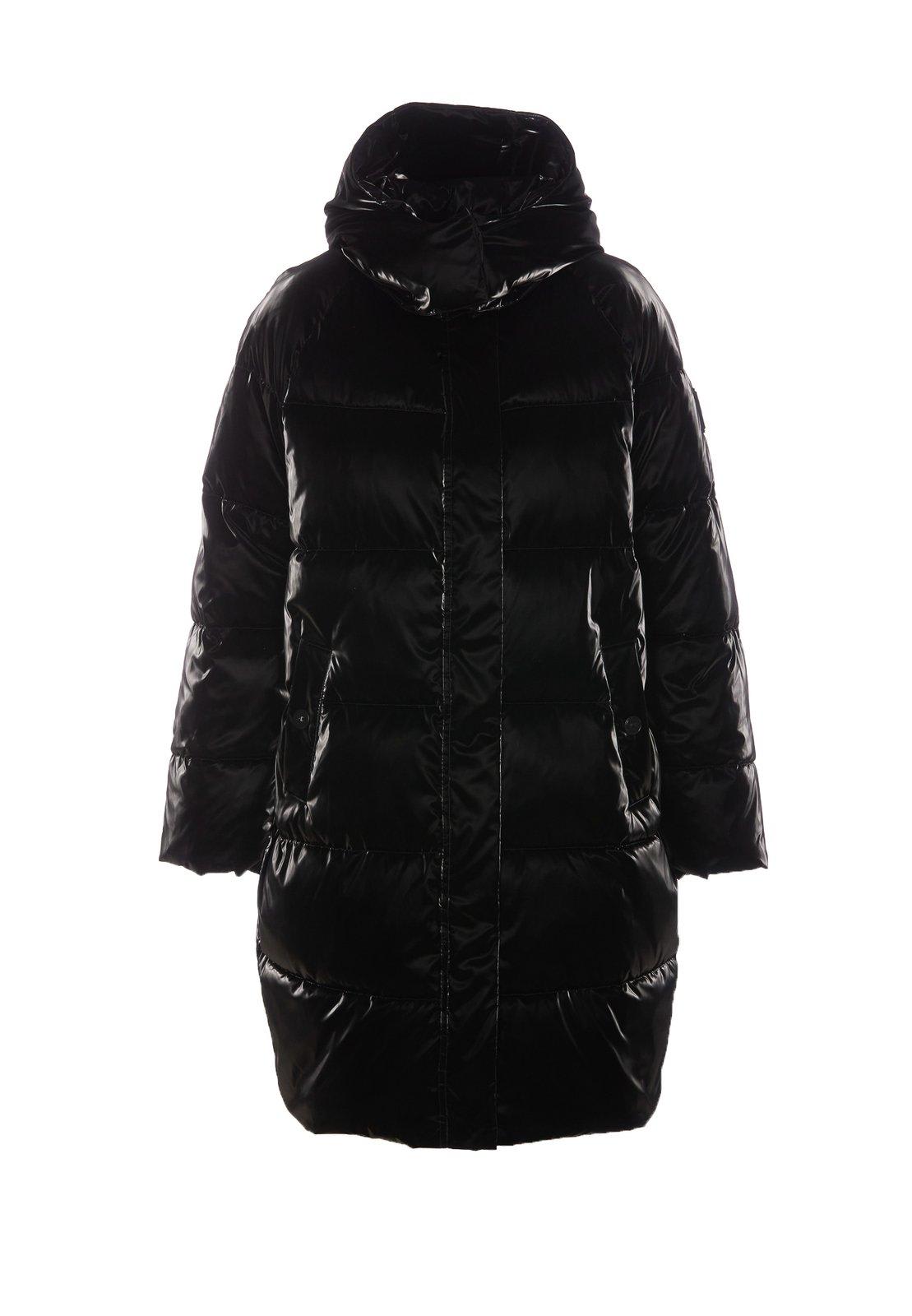 Hooded Long Satin Down Jacket Elisabetta Franchi