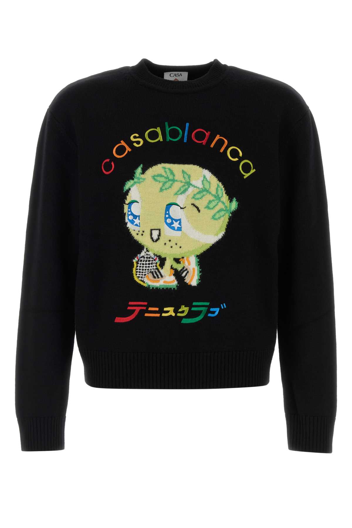 Casablanca Black Sweater With Multicolor Cartoon Embroidery In Black