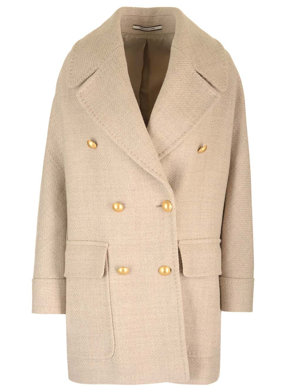 Shop Tagliatore Lilian Wool Drill Coat In Beige