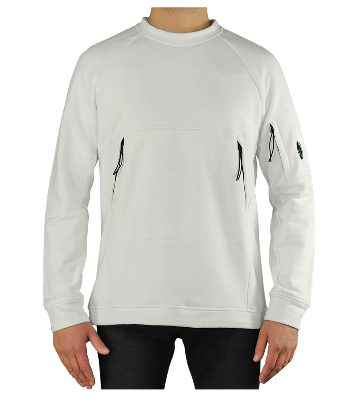 C.p. Company Diagonal Raised Fleece White Sweatshirt