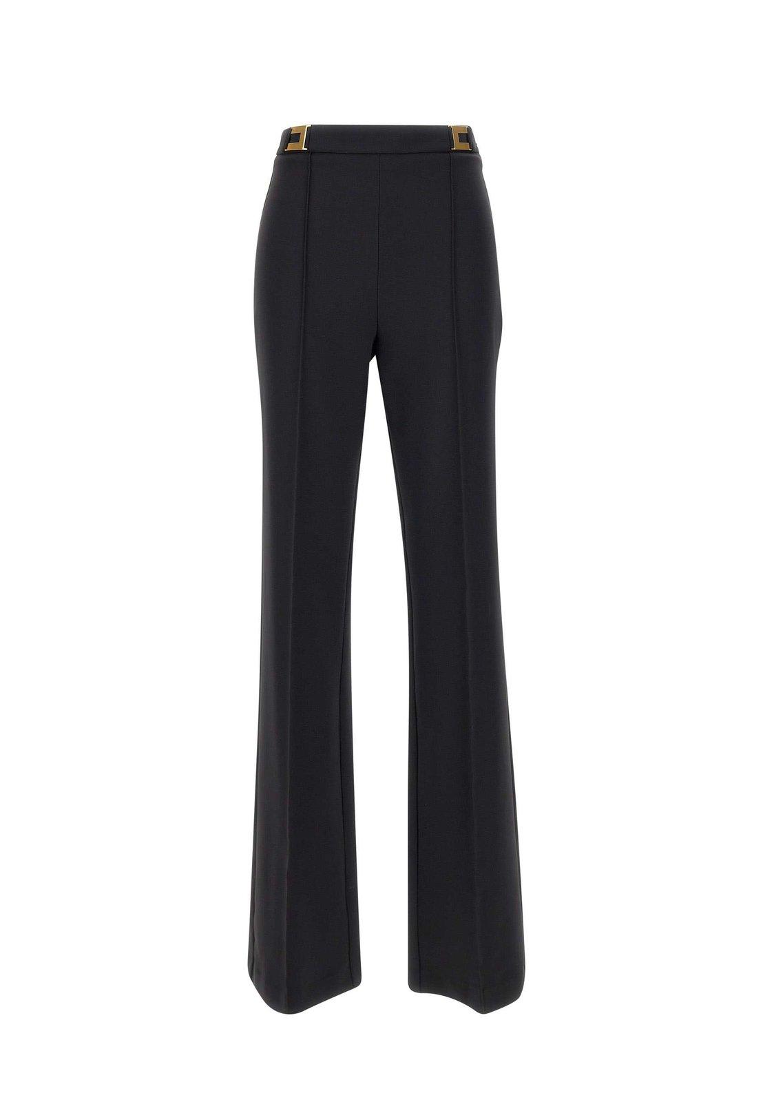 Shop Elisabetta Franchi Logo Plaque High-waist Trousers In Black