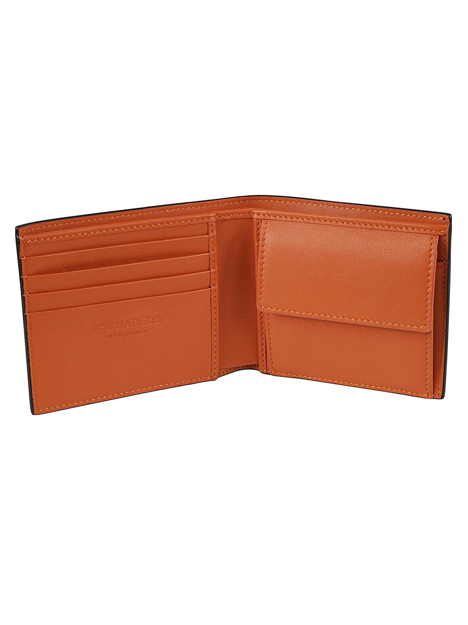 Shop Dsquared2 Wallet Coin Case In Black/orange