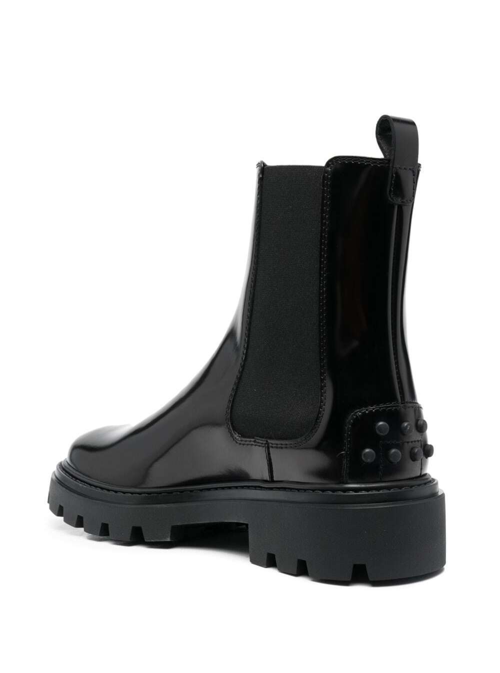 Shop Tod's Black Beatles Bootie With Stretch Inserts And Rubber Detail In Leather Woman