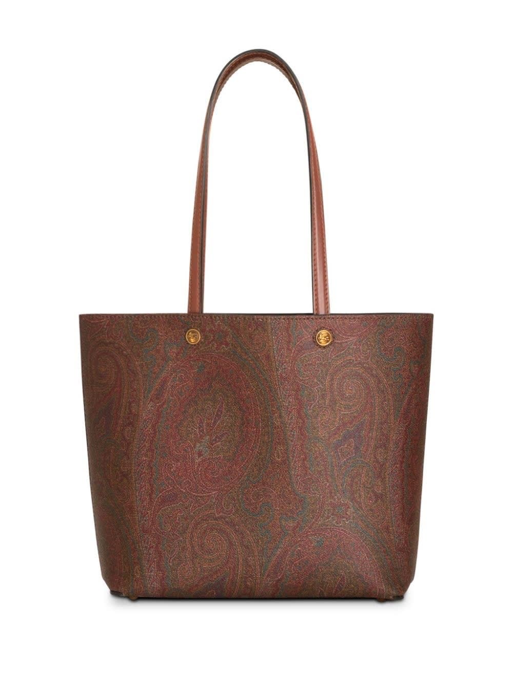 Shop Etro Medium  Essential Shopping Bag With Clutch In Brown