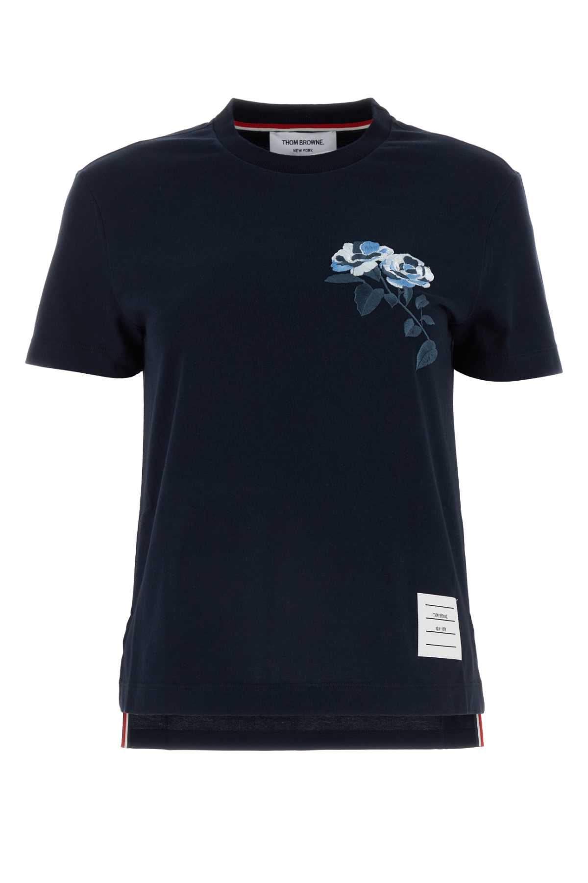Shop Thom Browne Navy Blue Cotton T-shirt