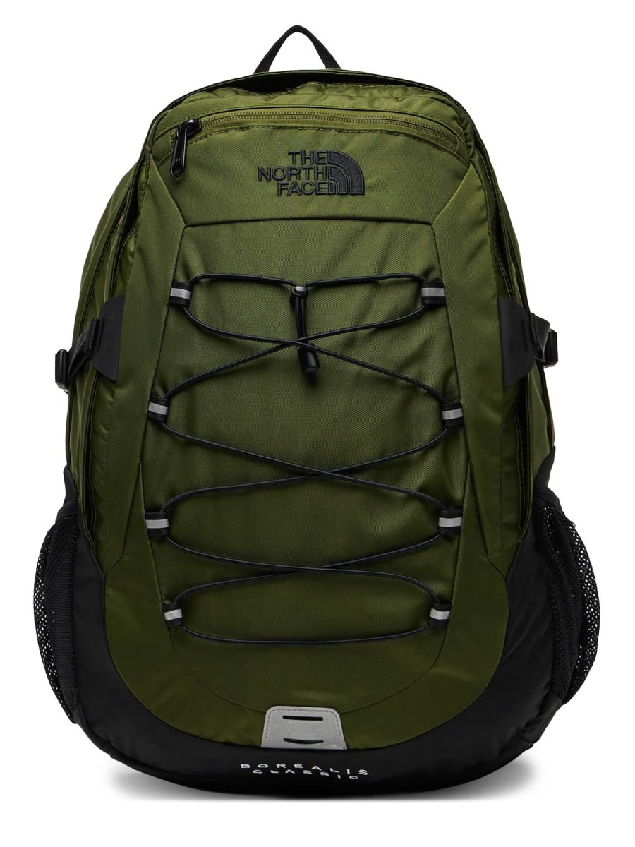 The North Face Backpack With Front Zip Pocket And Bungee Cord System In Green
