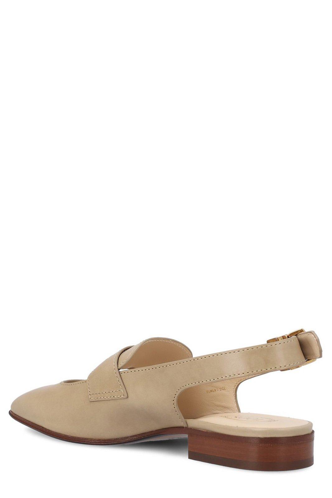 Shop Tod's Cut Out Detailed Penny Loafers In Beige