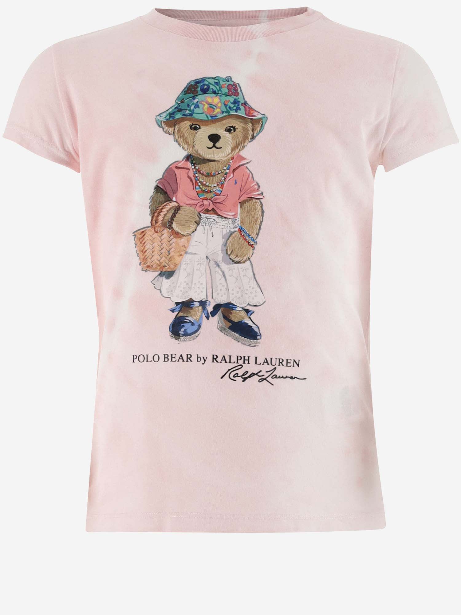 Shop Polo Ralph Lauren Cotton T-shirt With Polo Bear In Pink