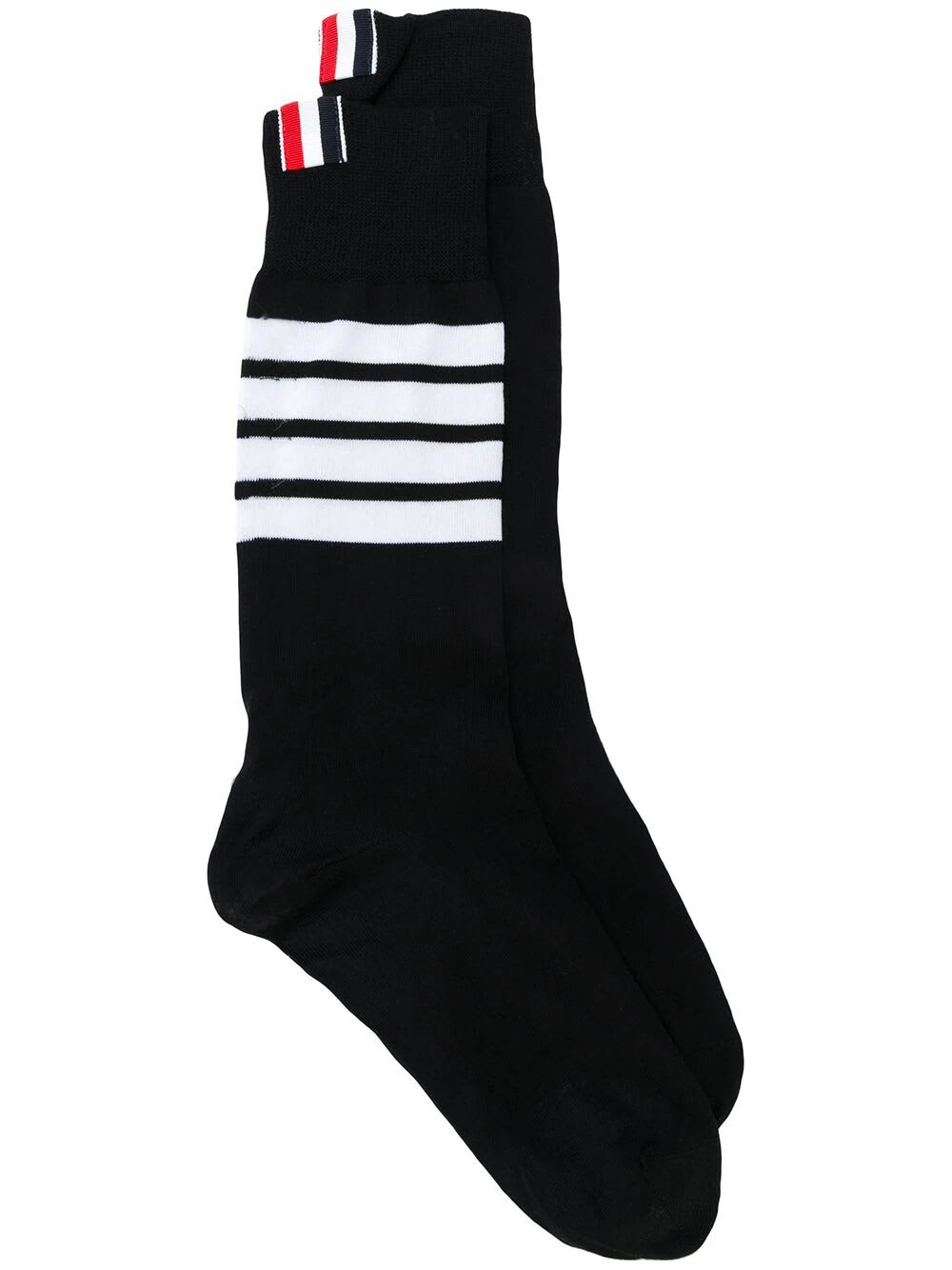 Shop Thom Browne Mid Calf Socks With 4 Bar In Navy