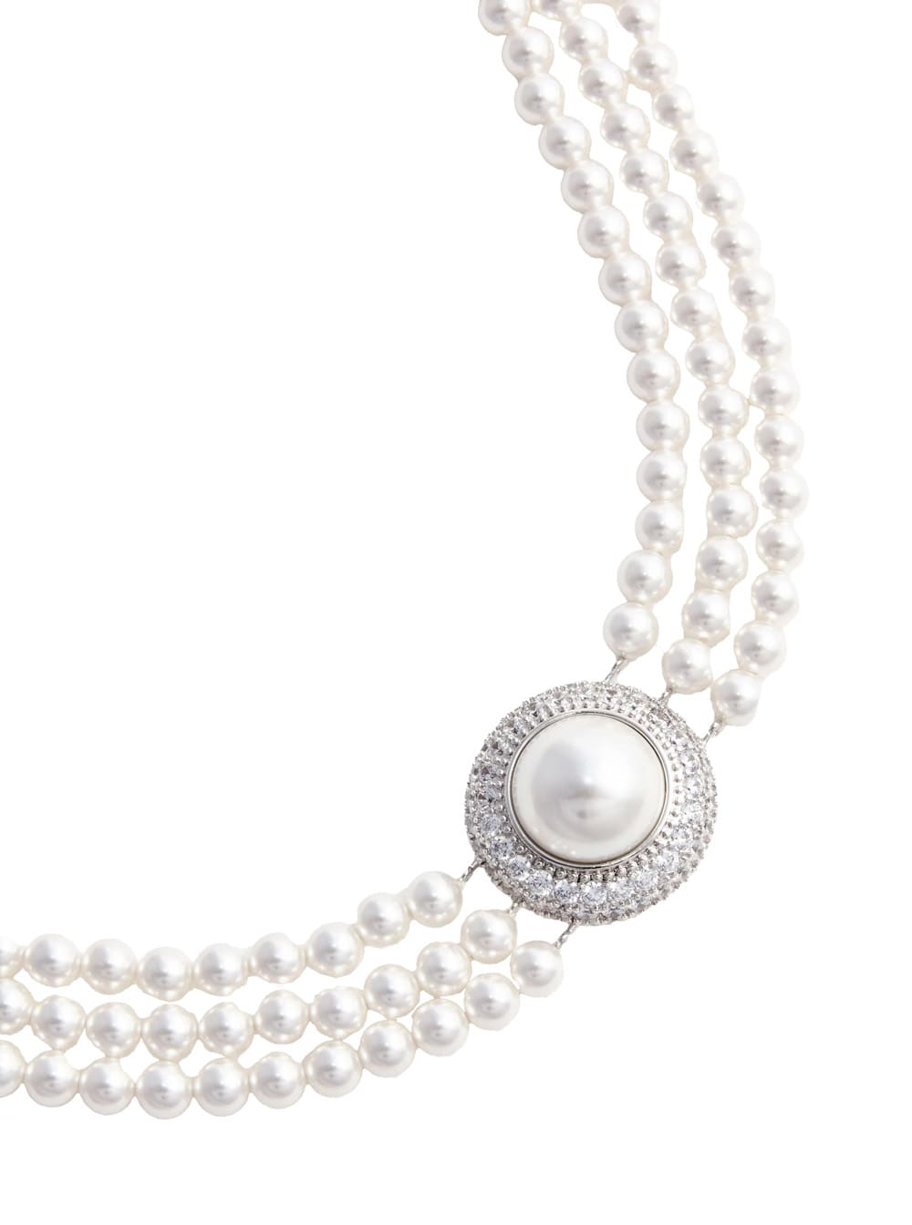 Self-portrait White Choker With Crystal And Fau-pearl Embellishments In Brass Woman