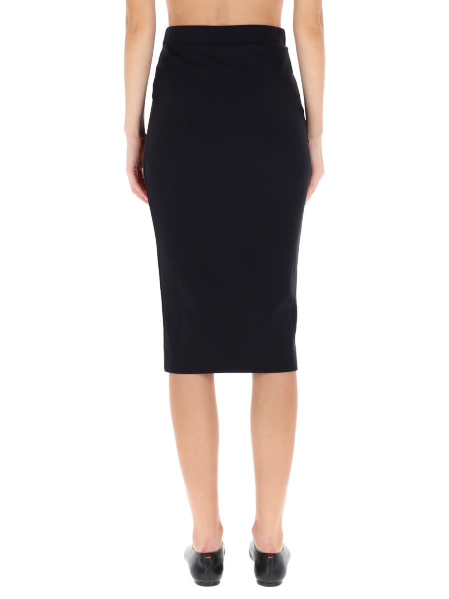 Off-white Sleek Stretch Midi Skirt In Black