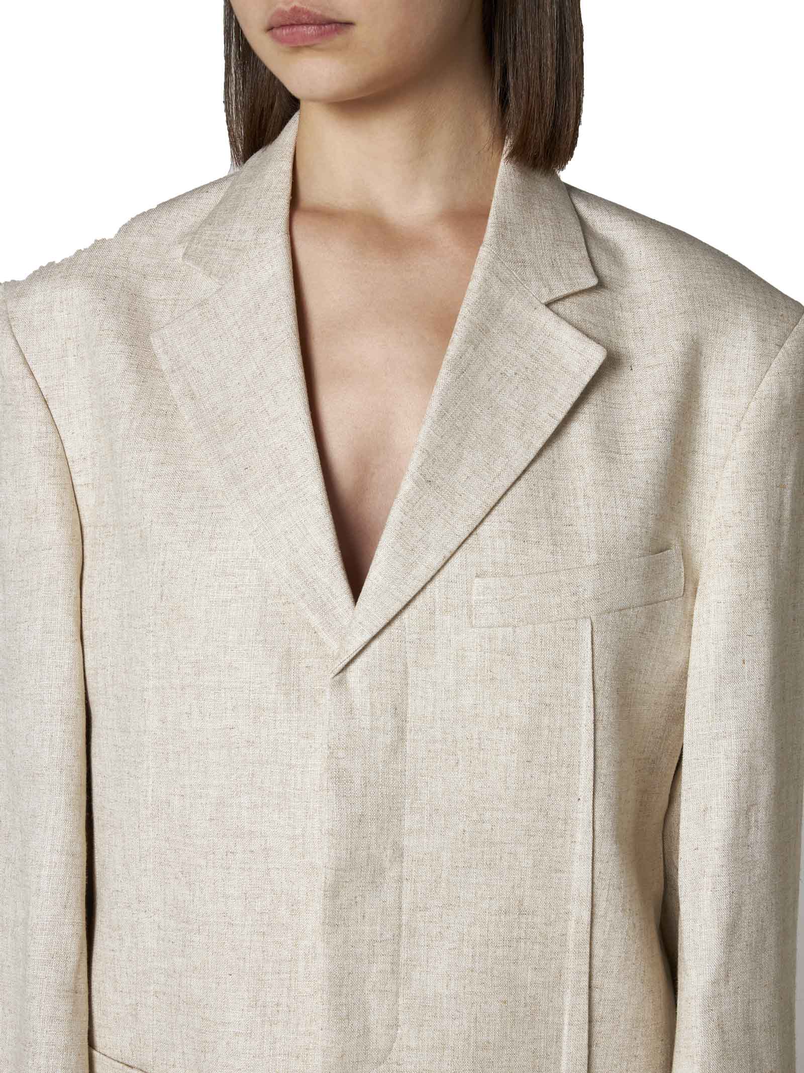 Jacquemus La Veste Tibau Linen-blend Blazer In Light Beige