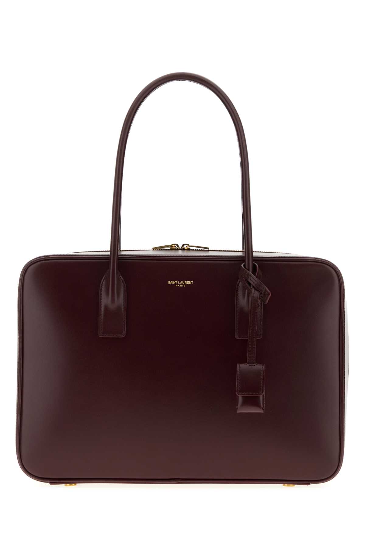 Saint Laurent Grape Leather Sac De Jour Handbag In Burgundy