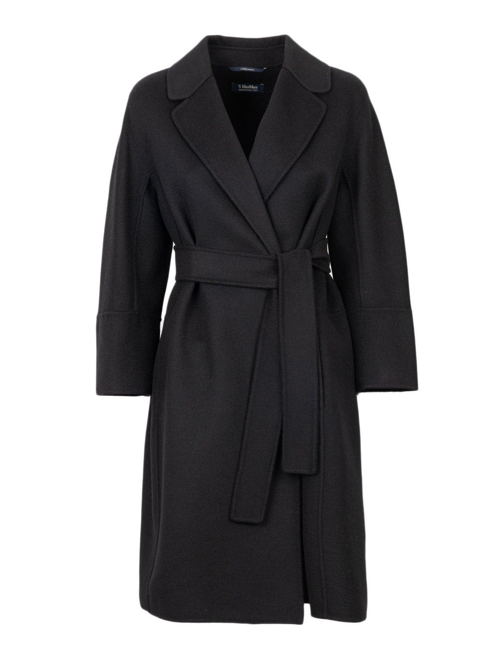 S Max Mara Tied-waist Coat In Black