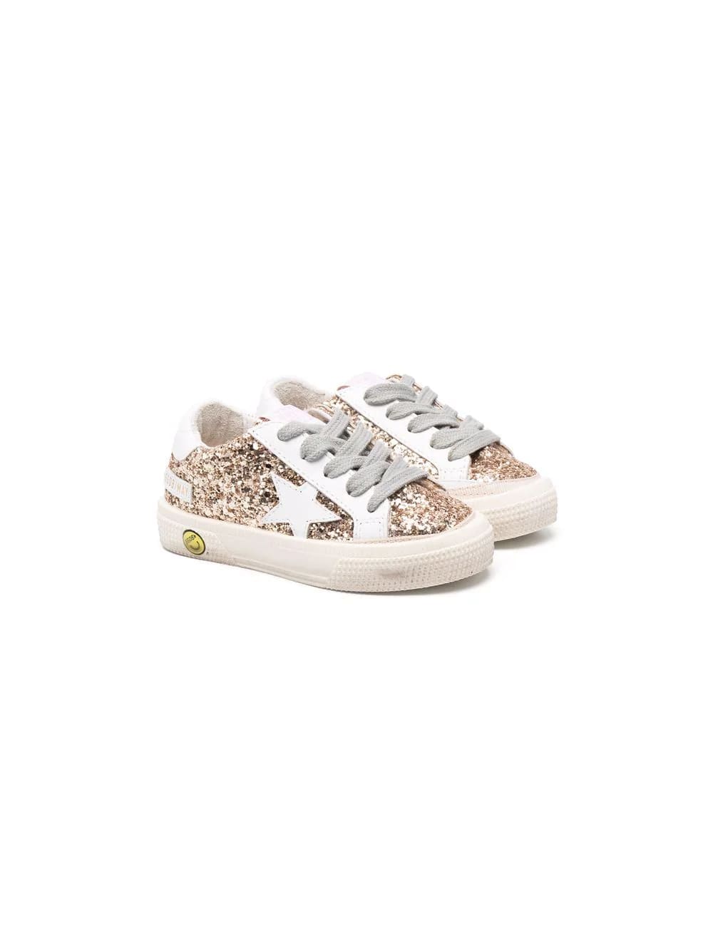 Golden Goose Kids Gold Glittered Super-star Sneakers With White Star