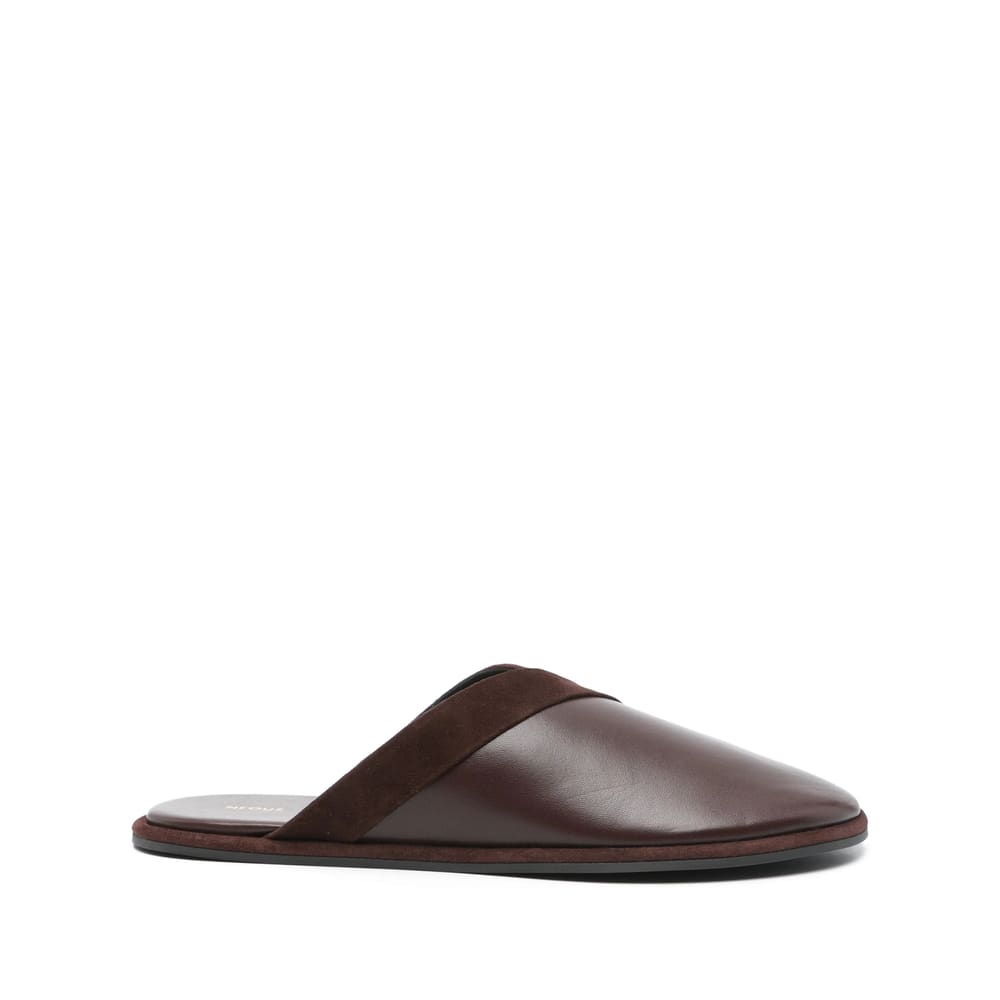 Neous Leather Atik Slides In Brown