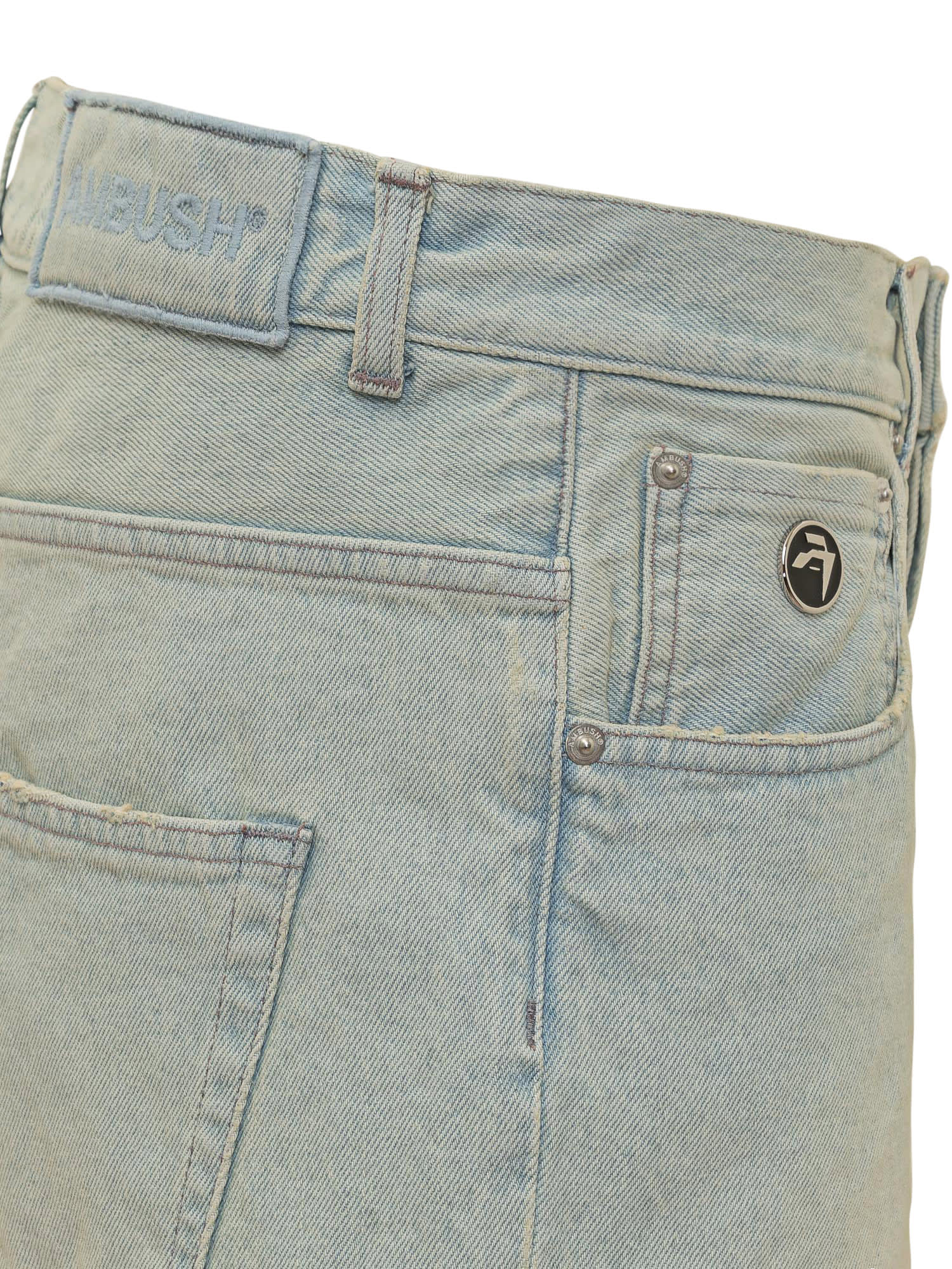 Shop Ambush Rawedge Denim Shorts In Light Blue