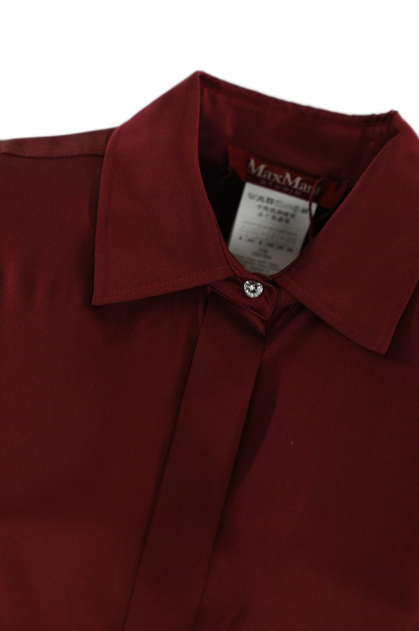 Shop Max Mara Baden Shirt In Silk Satin In Merlot