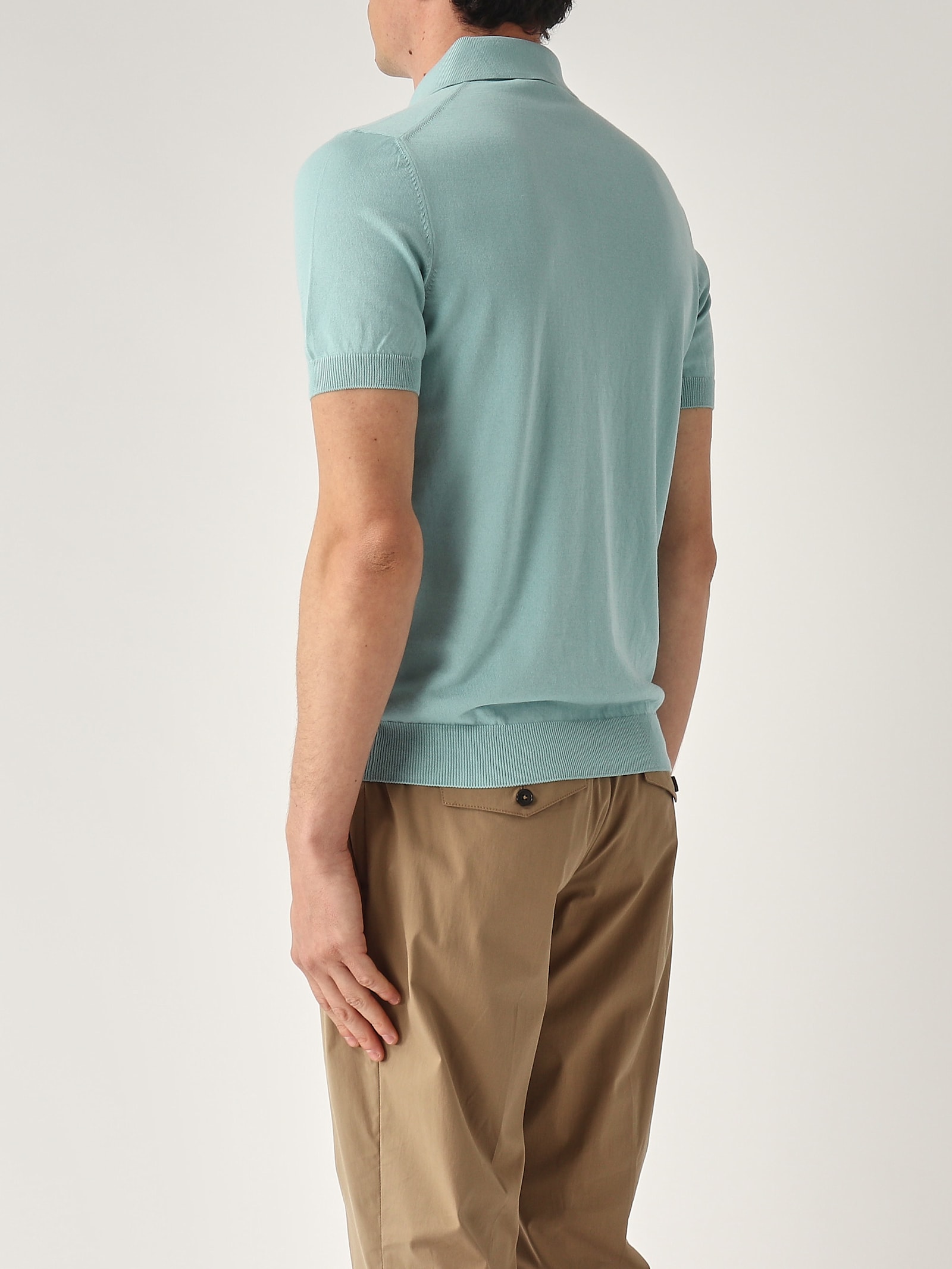 Gran Sasso Green Cotton Polo Shirt In Blue