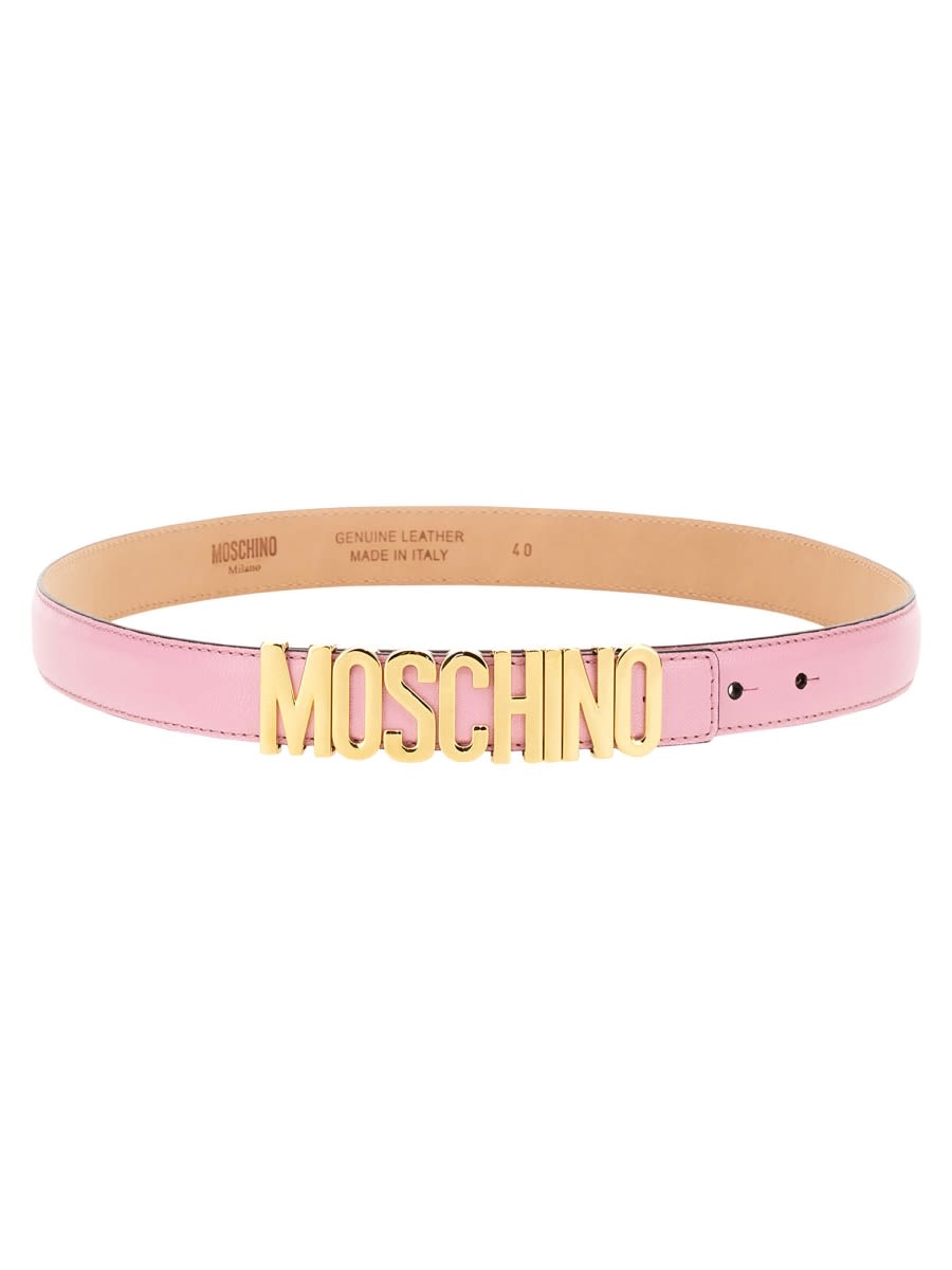 Shop Moschino Belt With Logo In Pink