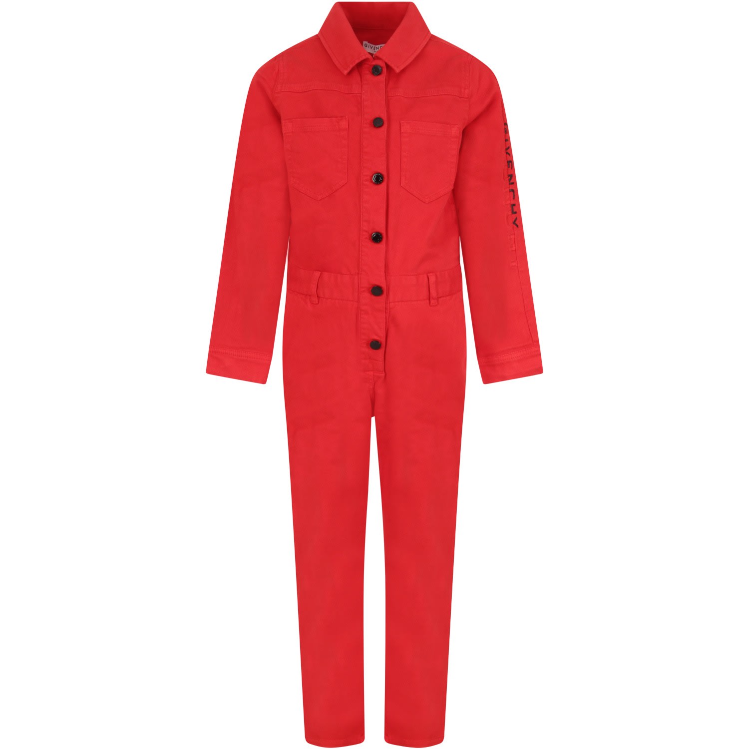 Givenchy Red Jumpsuit With Logo For Girl