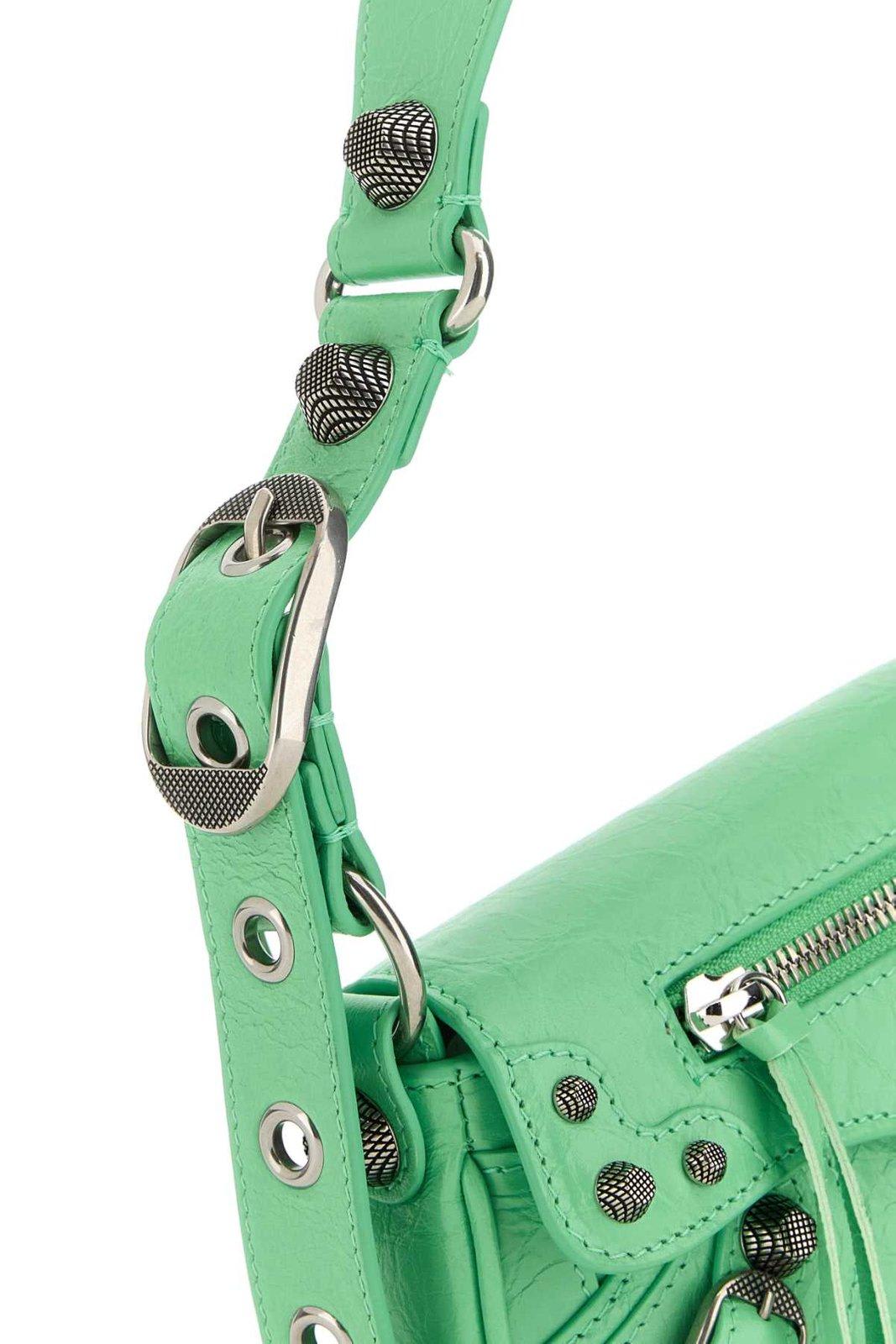 Balenciaga Women Light Green Leather Le Cagole Sling Xs Shoulder Bag In Green