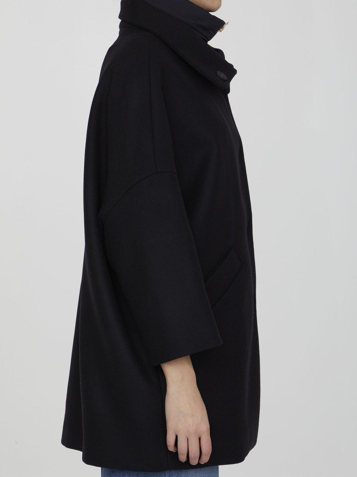 Shop Herno Snap-buttoned High Neck Jacket In Nero