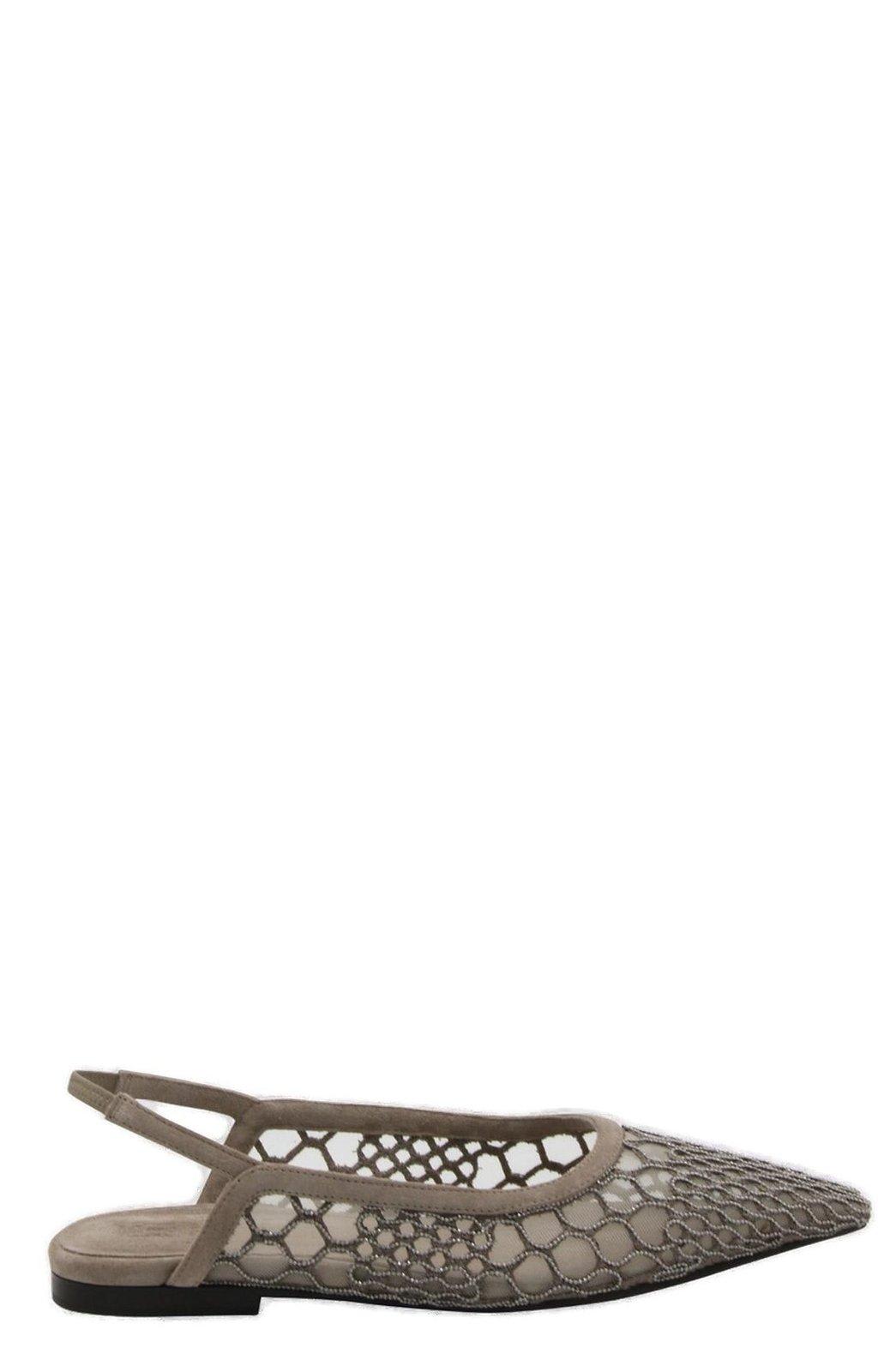 BRUNELLO CUCINELLI POINTED-TOE SLINGBACK BALLERINA SHOES