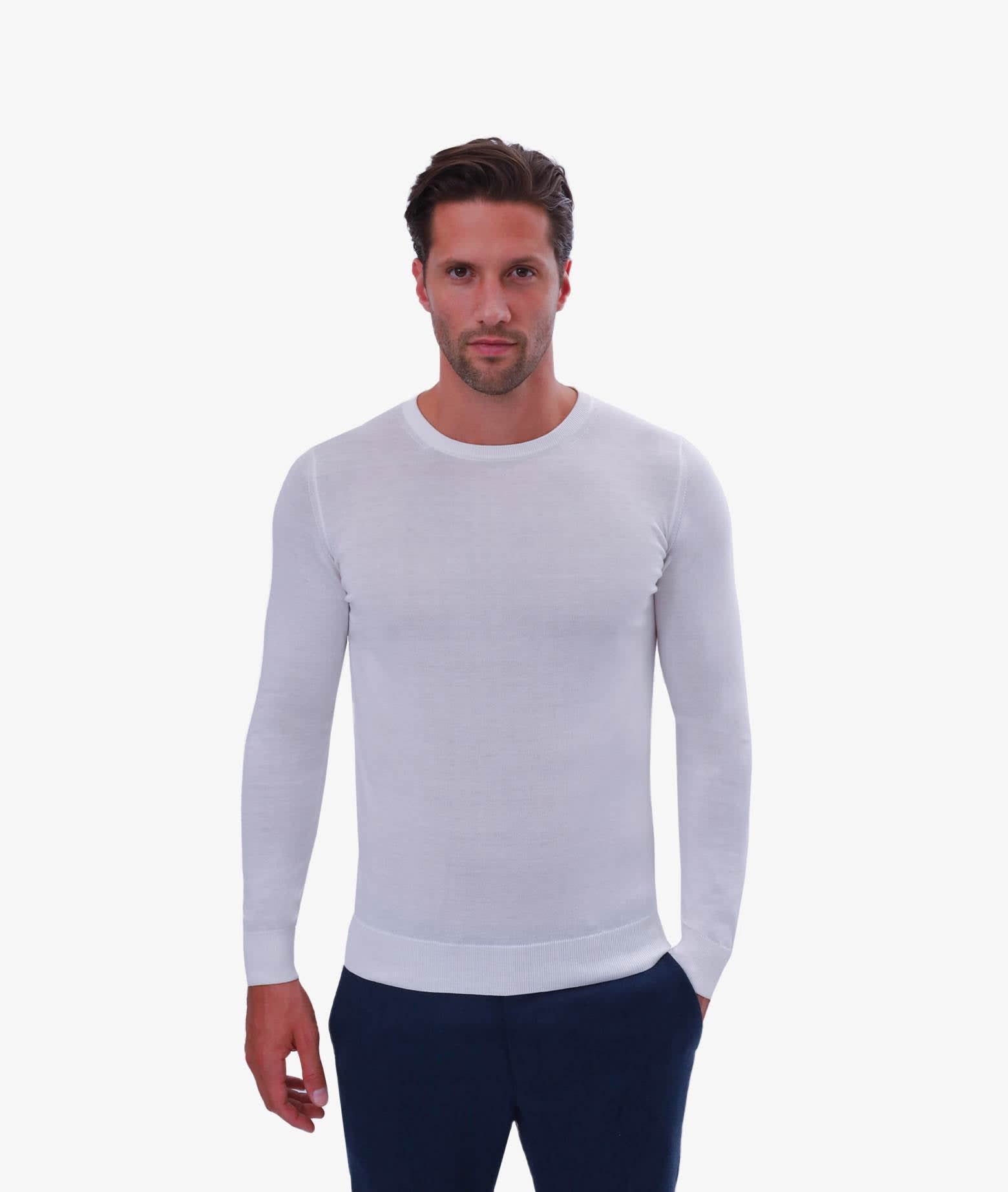 Shop Larusmiani Cap Martin Crew Neck Sweater In White