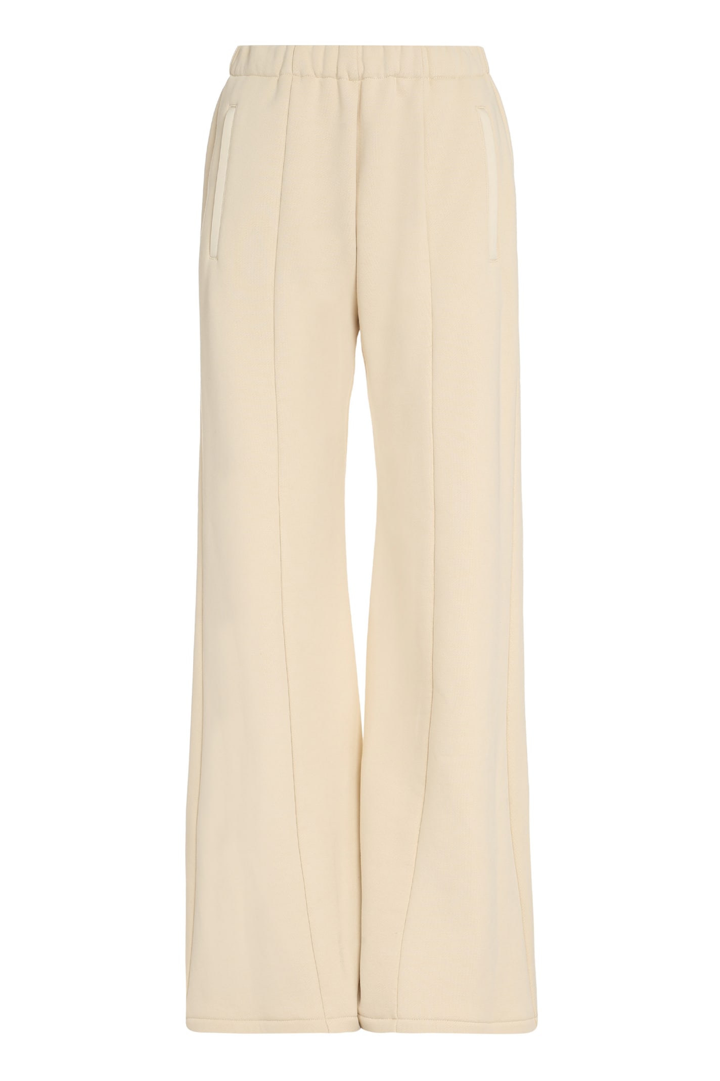 Amiri Paneled Cotton-jersey Wide-leg Track-pants In Beige
