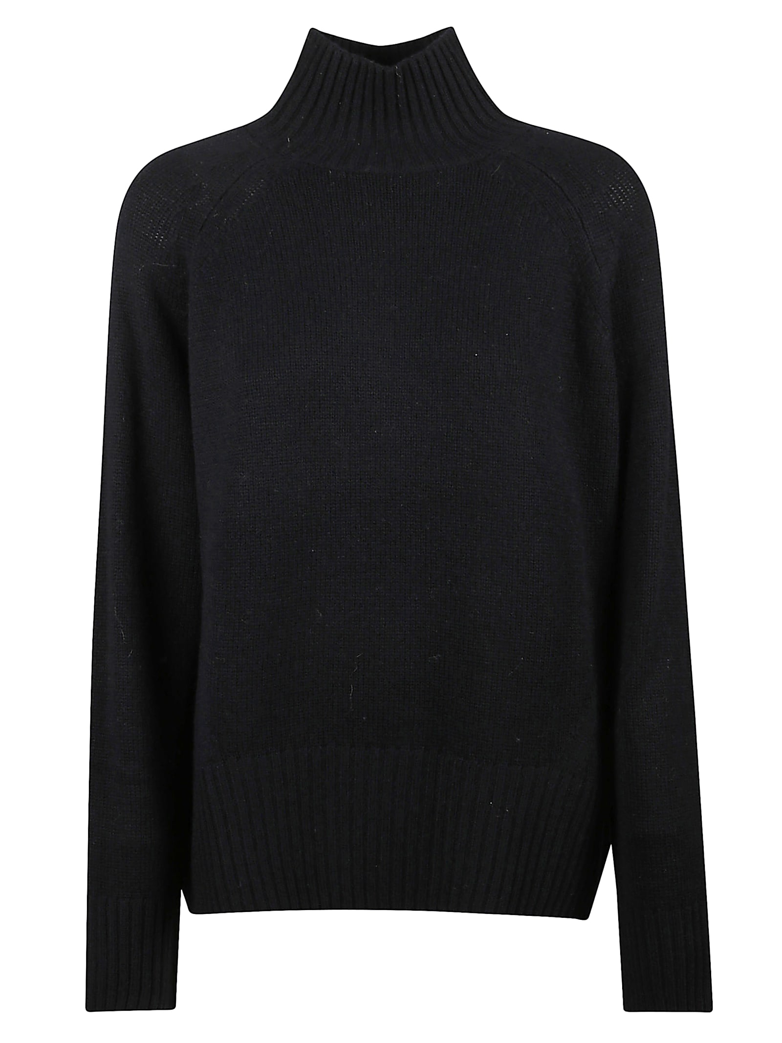 Allude Wool And Cashmere Mockneck Sweater In Black
