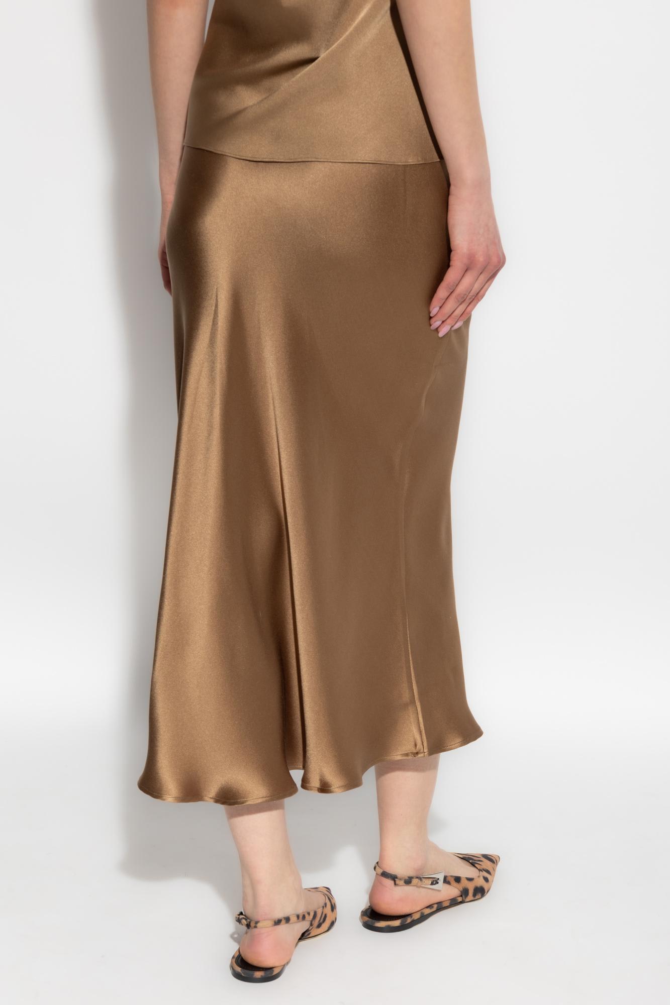 Shop Anine Bing Silk Skirt Bar In Marrone