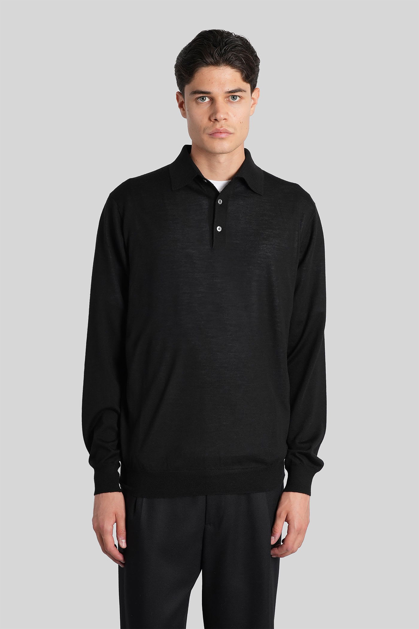Polo In Black Wool