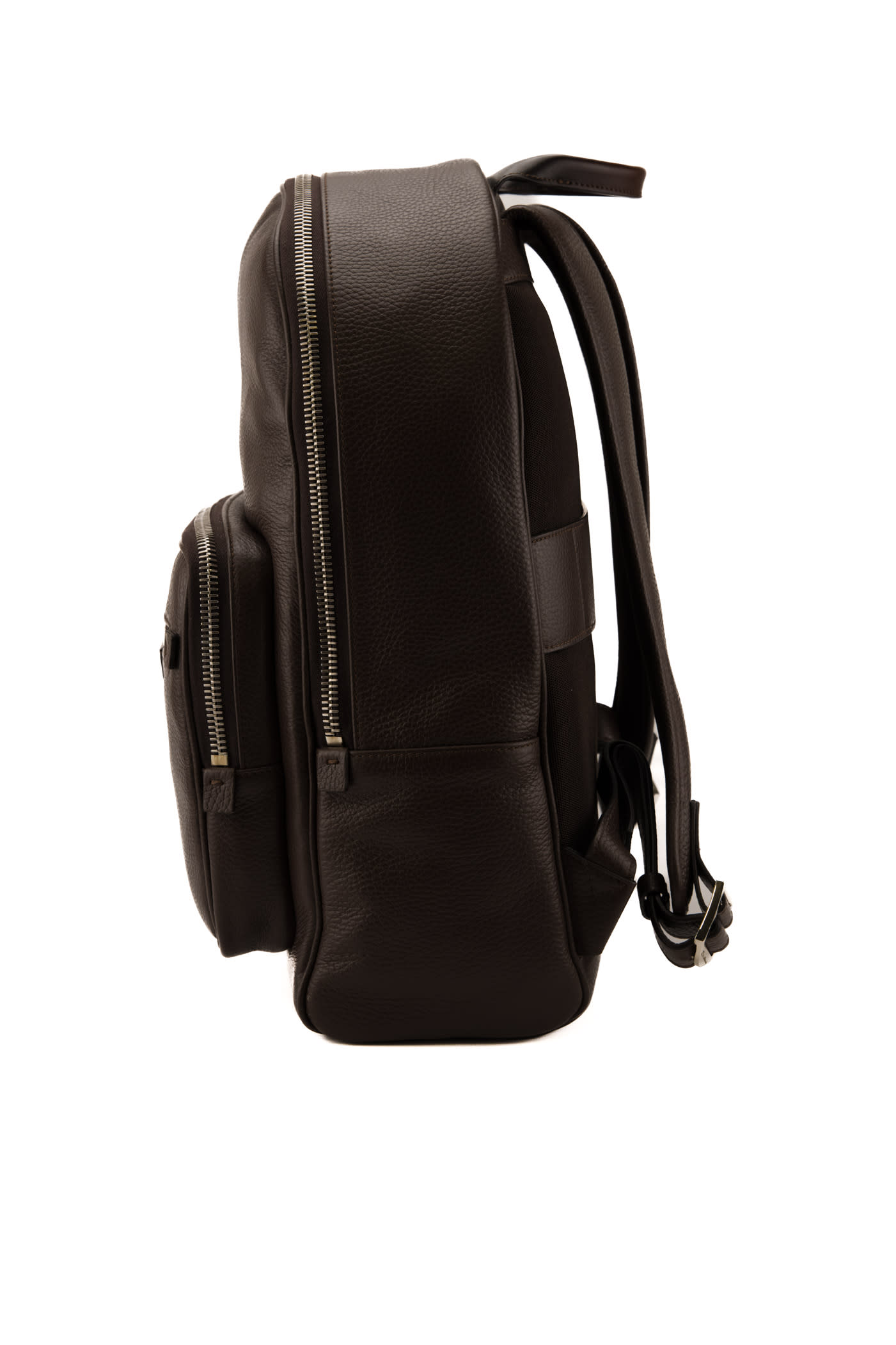 Shop Santoni Entry Level Backpack In Brown Leather In Testa Di Moro